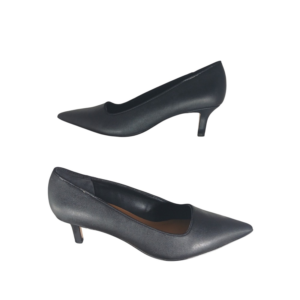 Franco Sarto Kim Black Pointed Toe Kitten Heel Pumps Womens 7.5 M Low Heel Shoes